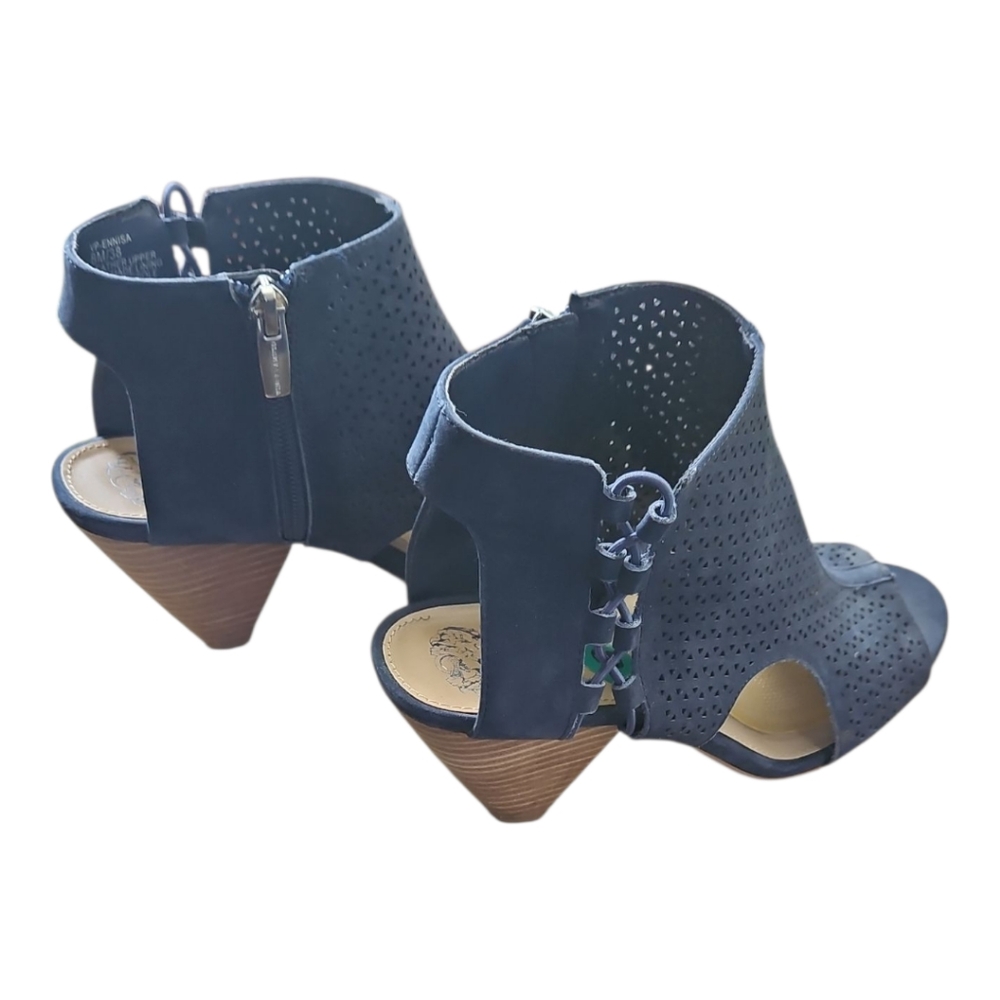 Vince Camuto Open Toe Sandle Bootie. Navy Suede. Womens 8 - Picture 4 of 6